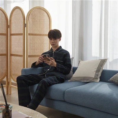 Pigiama lungo autunnale in cotone da uomo